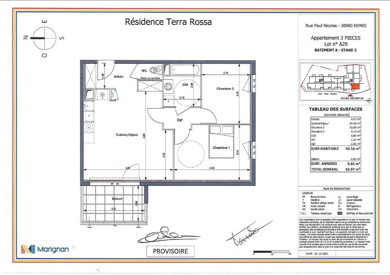 Appartement - 59 m² - 3 pièces