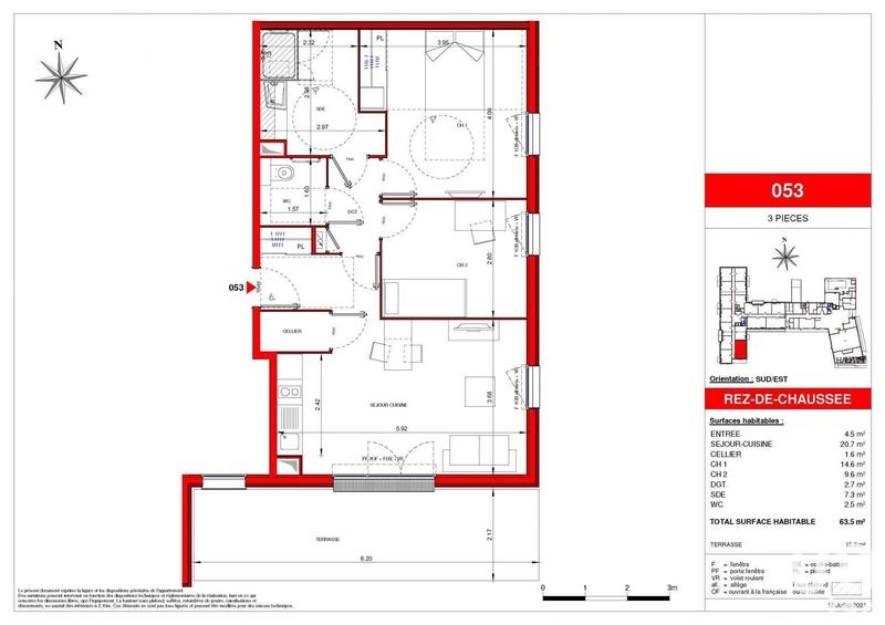 Appartement - 63 m² - 3 pièces