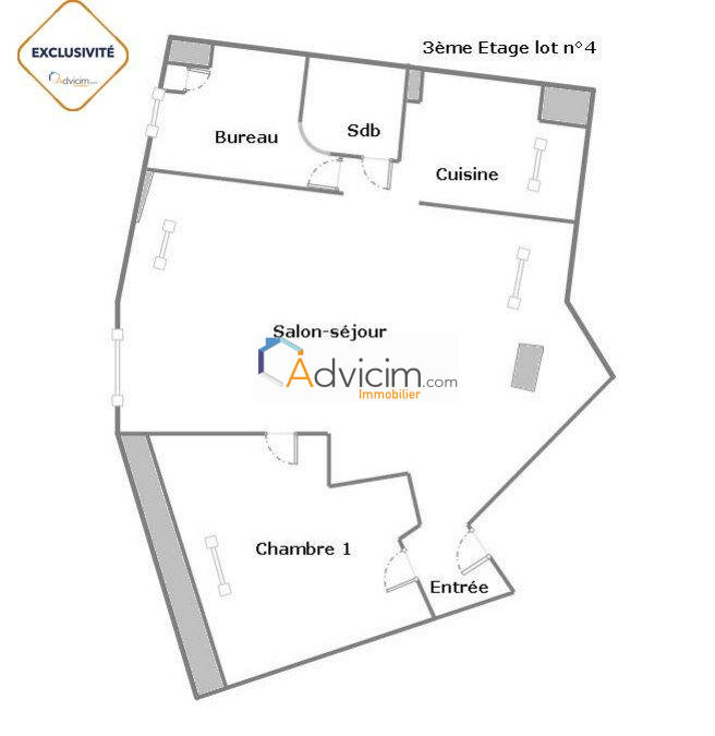 Appartement - 57 m² - 3 pièces