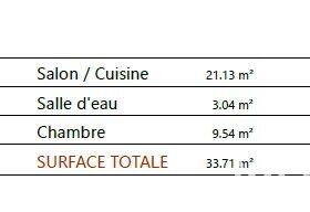 Appartement - 34 m² - 2 pièces