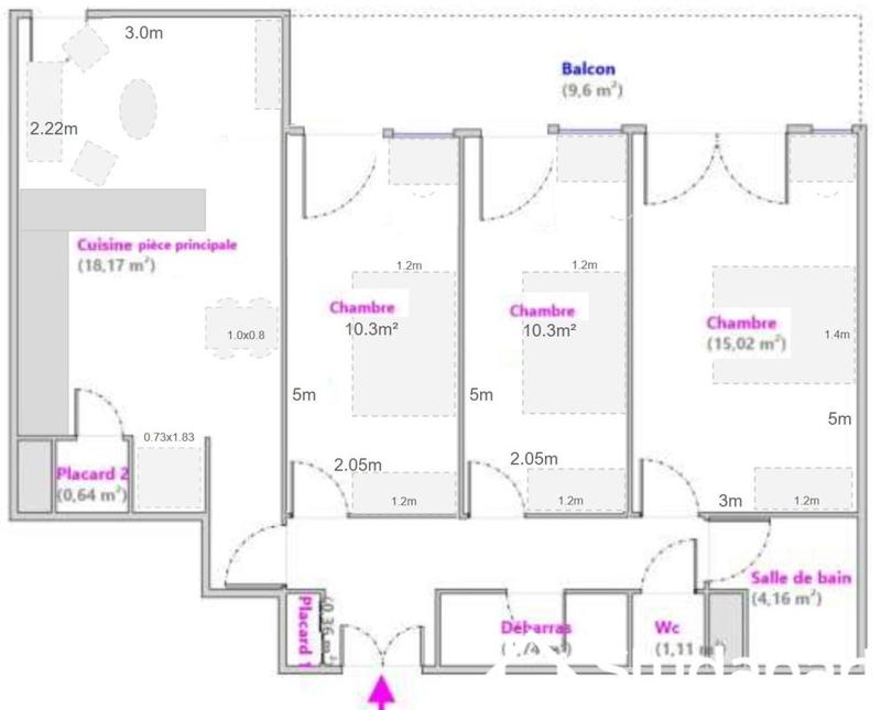 Chambre - 10 m² - 1 pièce