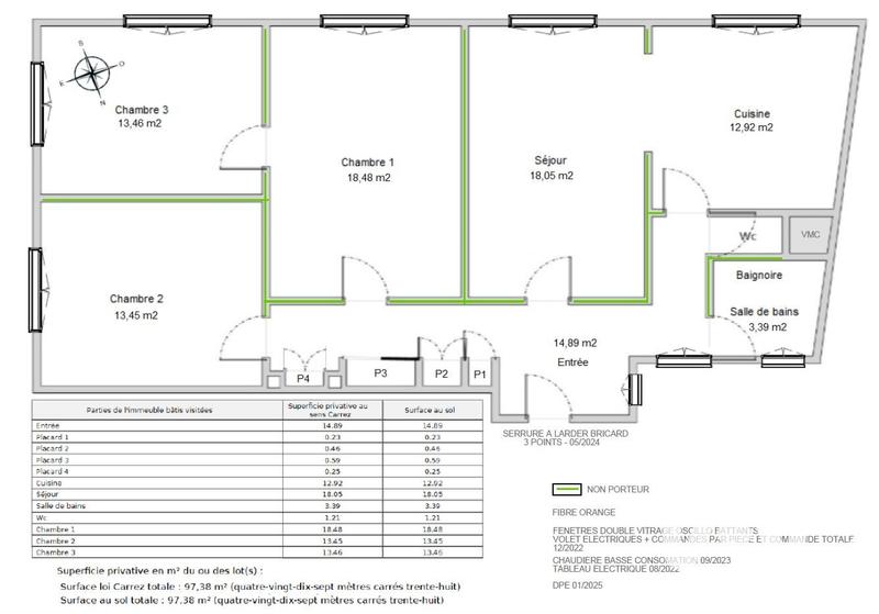 Appartement - 97 m² - 5 pièces