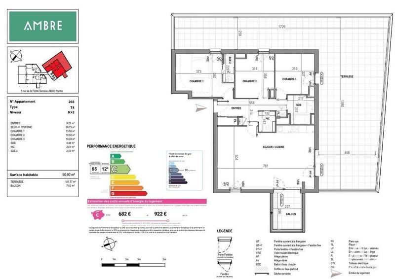 Appartement - 91 m² - 4 pièces