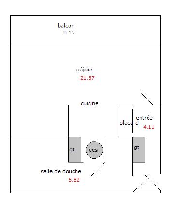 Appartement - 33 m² - 1 pièce