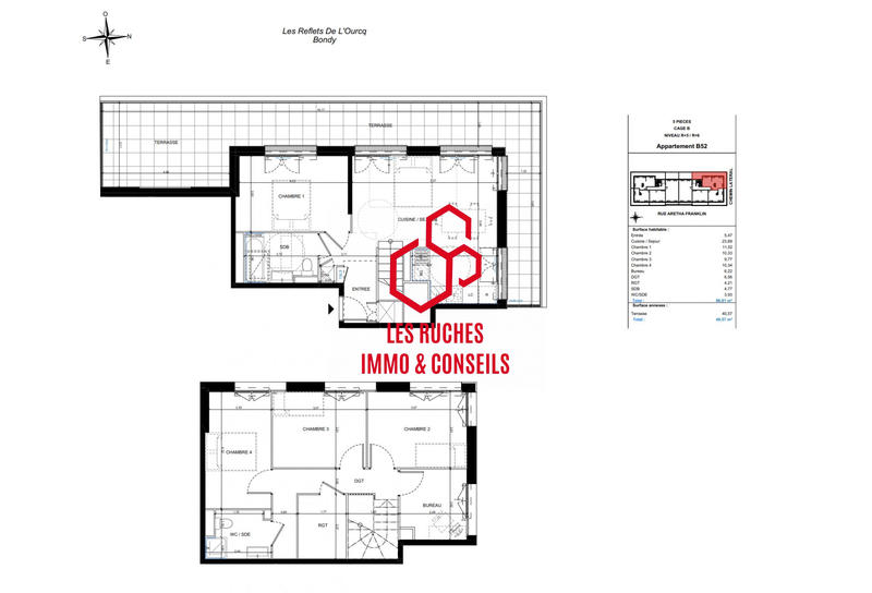Duplex - 97 m² - 5 pièces