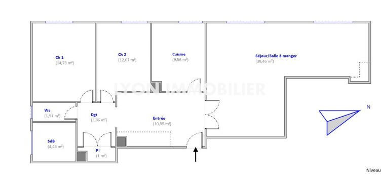 Appartement - 97 m² - 3 pièces