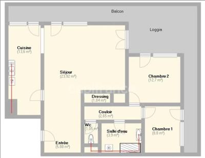 Appartement - 75 m² - 3 pièces