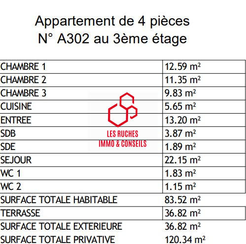 Appartement - 84 m² - 4 pièces