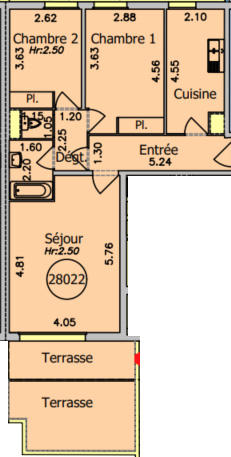 Appartement - 67 m² - 3 pièces