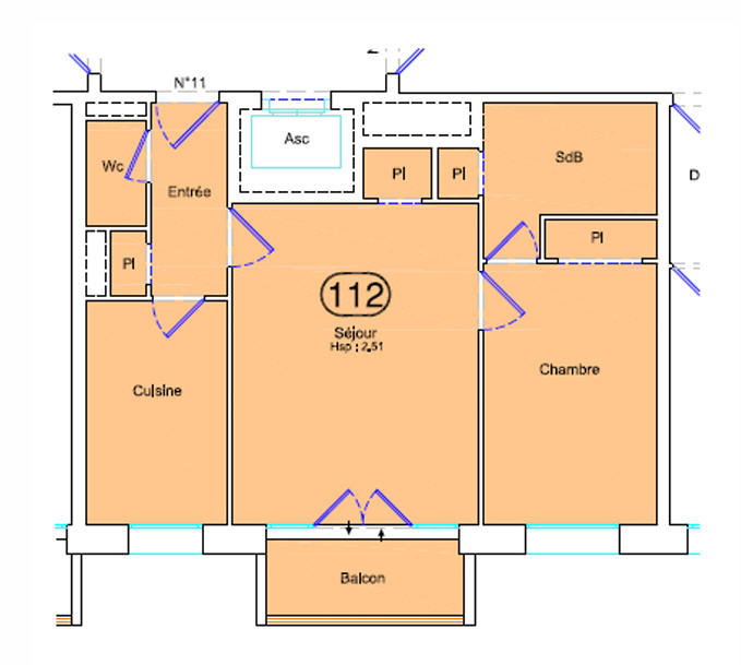Appartement - 43 m² - 2 pièces