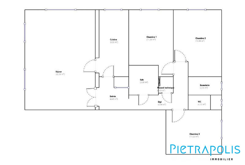Appartement - 97 m² - 4 pièces