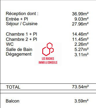 Appartement - 74 m² - 3 pièces