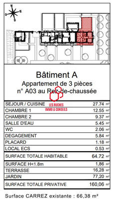Appartement - 65 m² - 3 pièces