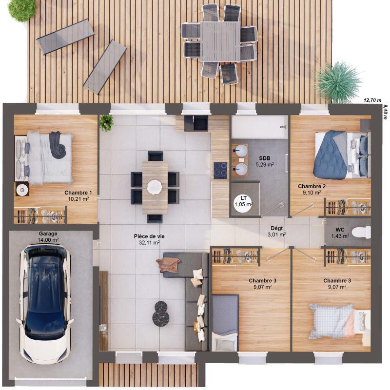 Maison - 80 m² - 6 pièces