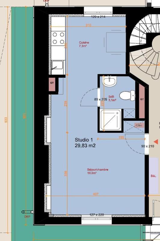 Appartement - 30 m² - 1 pièce