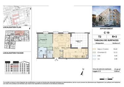 Appartement - 51 m² - 2 pièces