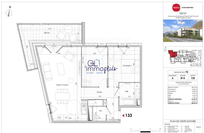 Appartement - 60 m² - 3 pièces