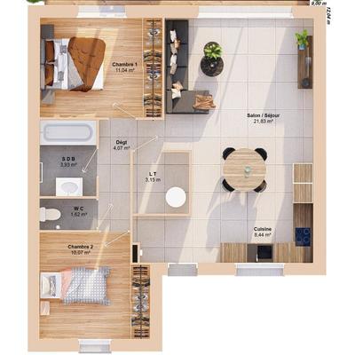 Maison - 67 m² - 4 pièces