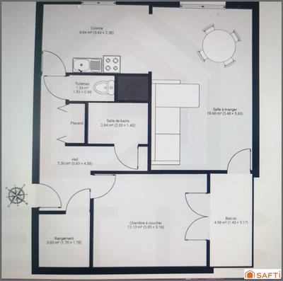 Appartement - 56 m² - 2 pièces