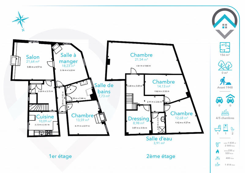Appartement - 156 m² - 7 pièces