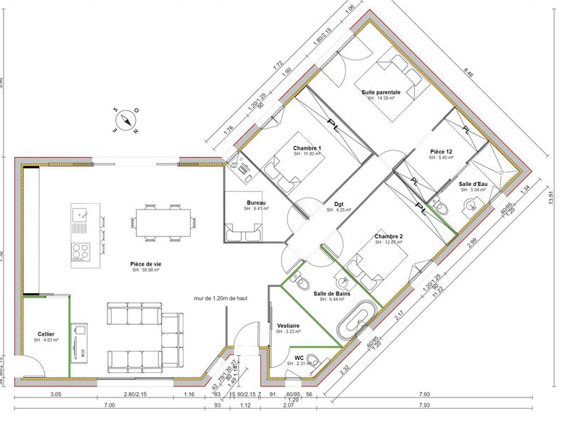 Maison - 135 m² - 5 pièces