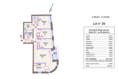Appartement - 83 m² - 4 pièces