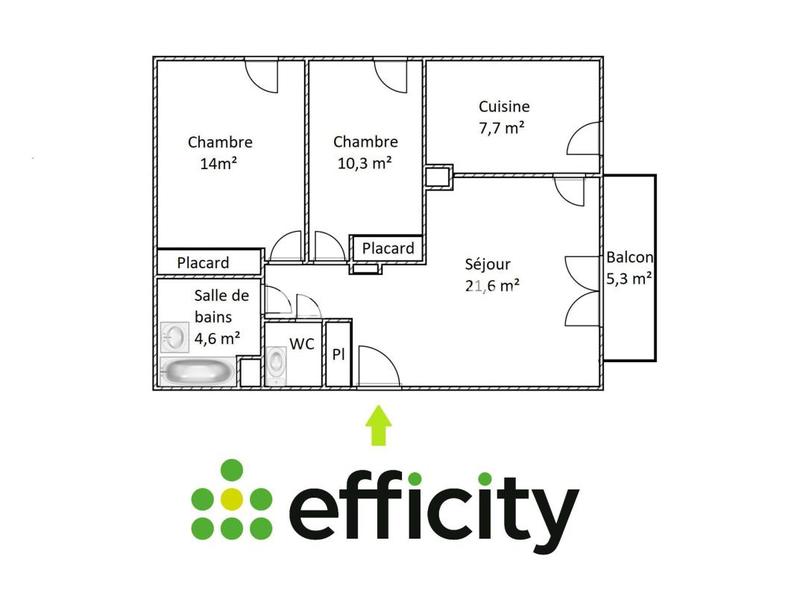 Appartement - 62 m² - 3 pièces