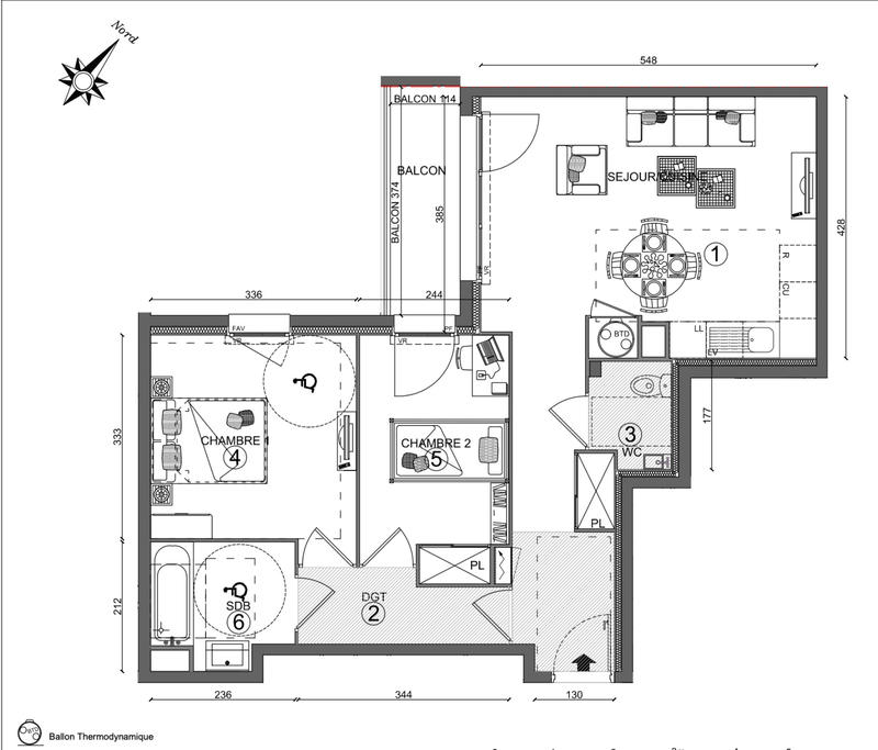 Appartement - 62 m² - 3 pièces