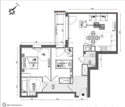 Appartement - 62 m² - 3 pièces