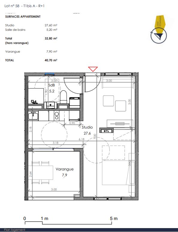 Appartement - 33 m² - 1 pièce