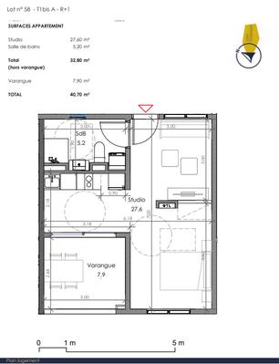 Appartement - 33 m² - 1 pièce