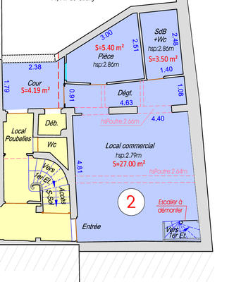 Bureau - 36 m² - 2 pièces