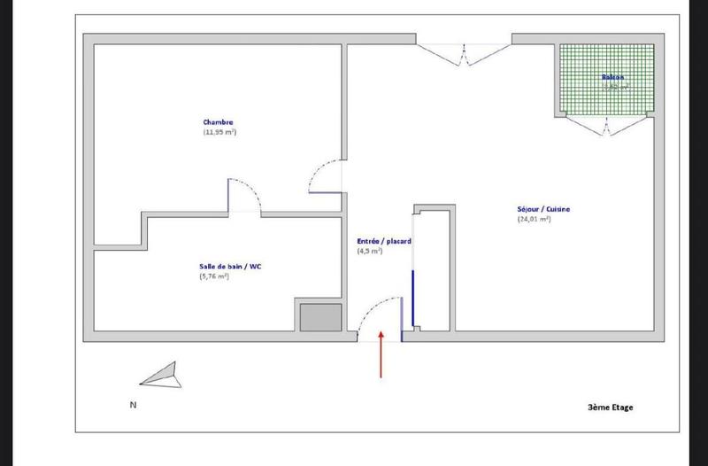 Appartement - 46 m² - 2 pièces