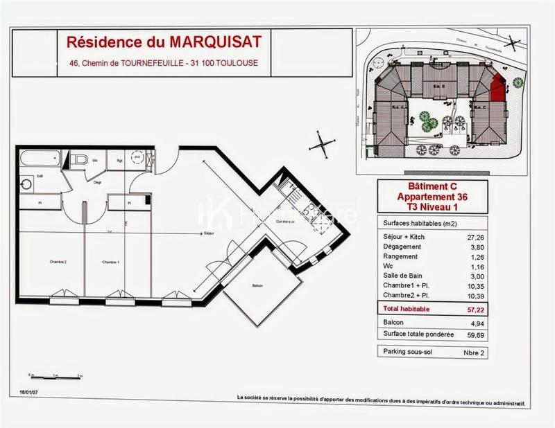 Appartement - 58 m² - 3 pièces