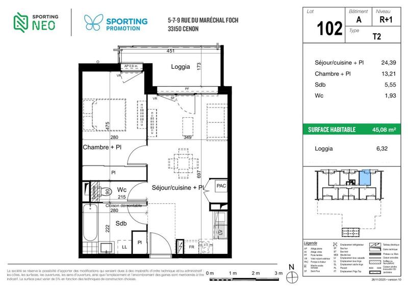 Appartement - 45 m² - 2 pièces