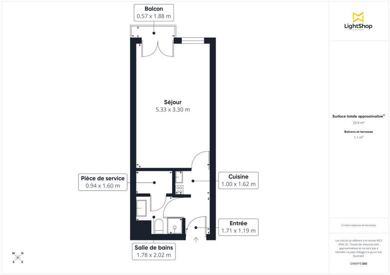 Appartement - 26 m² - 1 pièce
