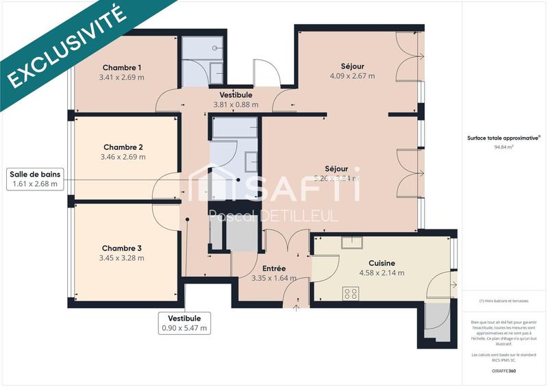 Appartement - 97 m² - 5 pièces