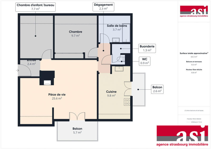 Appartement - 63 m² - 4 pièces