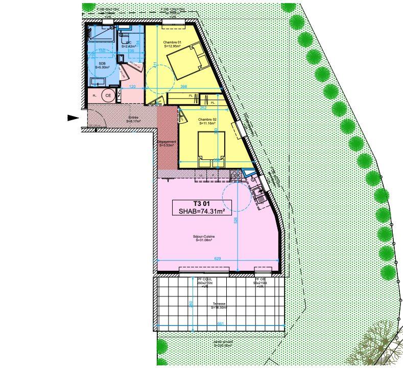 Appartement - 74 m² - 3 pièces