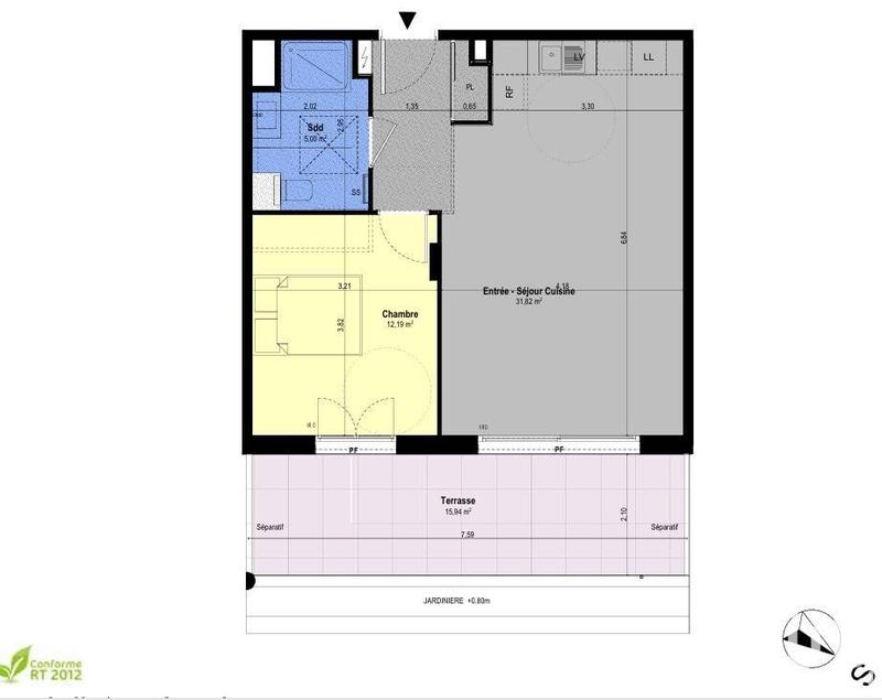 Appartement - 49 m² - 2 pièces