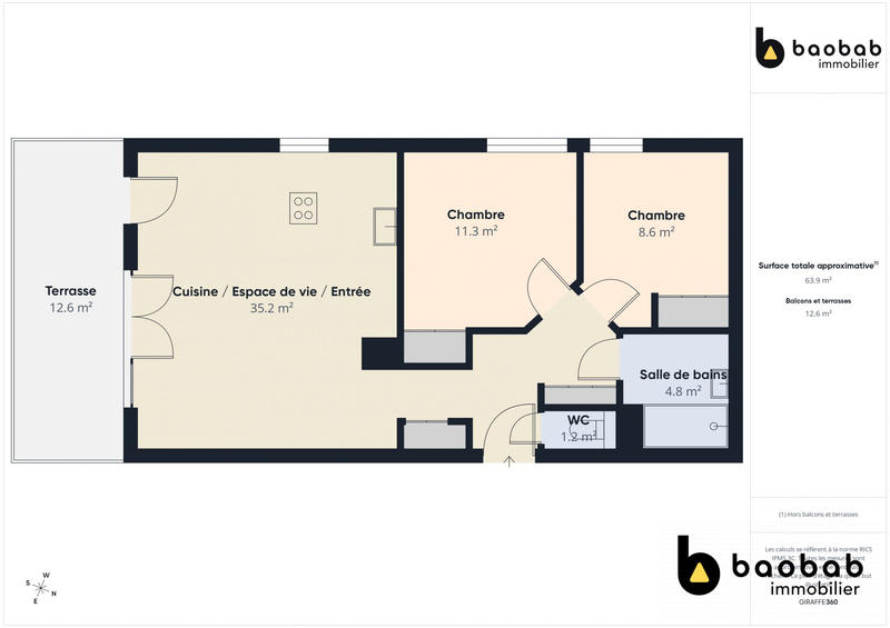 Appartement - 65 m² - 3 pièces