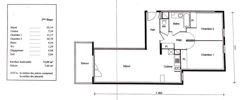 Appartement - 73 m² - 3 pièces