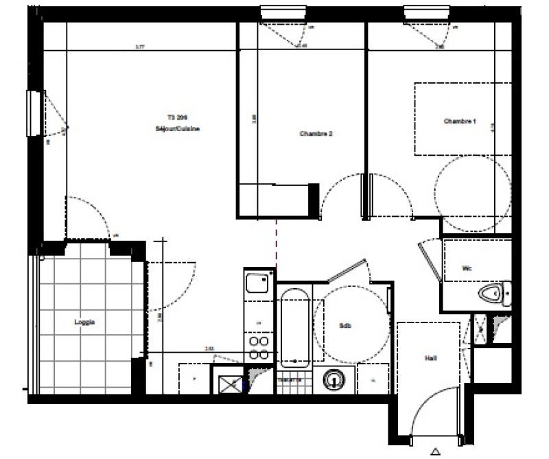 Appartement - 59 m² - 3 pièces