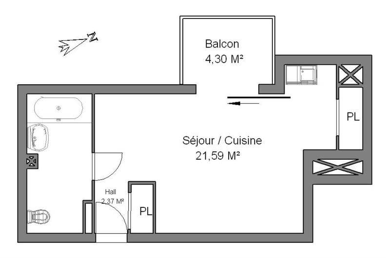 Appartement - 30 m² - 1 pièce