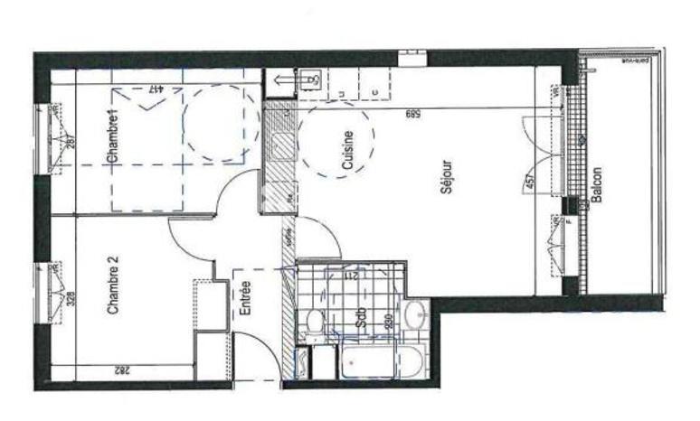 Appartement - 57 m² - 3 pièces