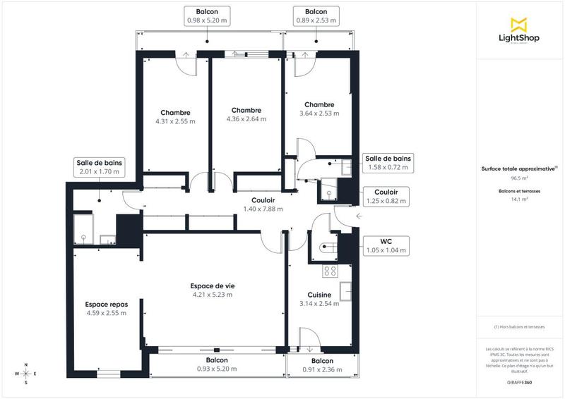 Appartement - 97 m² - 5 pièces