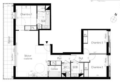 Appartement - 94 m² - 4 pièces