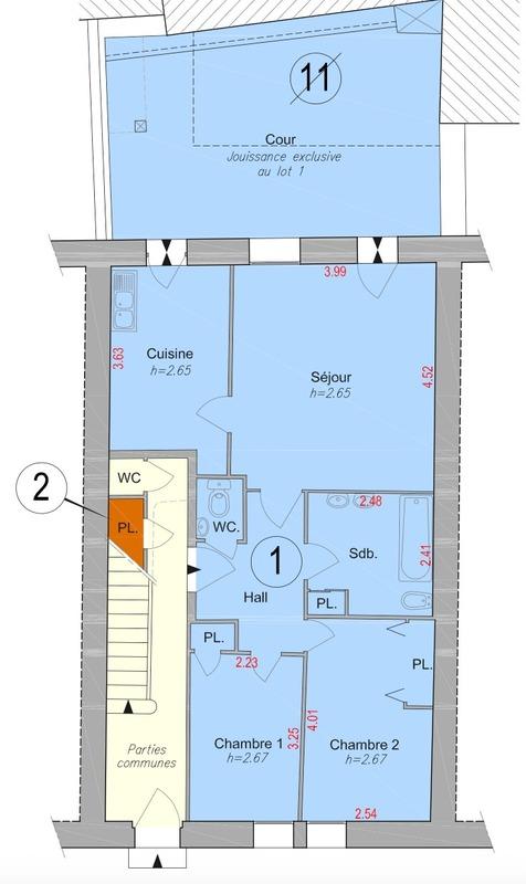 Appartement - 56 m² - 2 pièces