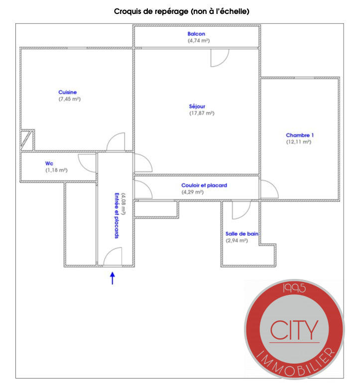 Appartement - 50 m² - 2 pièces