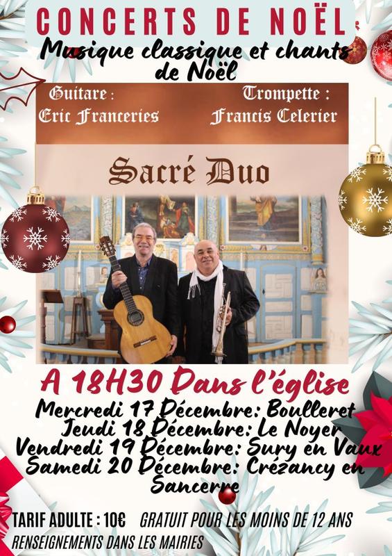 [Noël en Grand Sancerrois ] Concert &quot;Sacré Duo&quot;